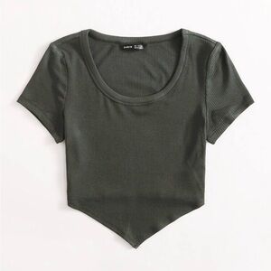Women's Dark Grey Ribbed Crop Top